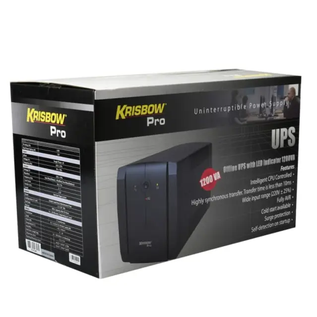 UPS 1200VA KRISBOW Pro Full AVR Power Supply UPS Pro 3 Soket Colokan