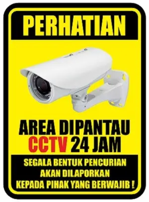 Stiker AREA DIPANTAU CCTV anti maling peringatan