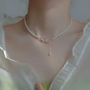 kalung mutiara kupu-kupu pearl butterfly necklace jka260