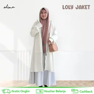 Outer Long Hoodie Muslimah Loly Jacket Wanita Terbaru Viral Kekinian