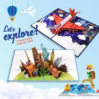 Gambar Kartu Ulang Tahun Pop Up 3D Travel Pesawat Travelling Koper Paris - Landmark dari Cutteristic Kota Administrasi Jakarta Selatan 1 Tokopedia