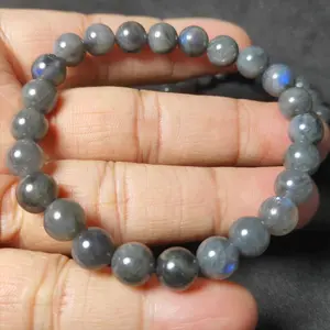 Bracelet / Gelang Natural Black Labradorite 8,5 mm Top Grade (Wrist17)
