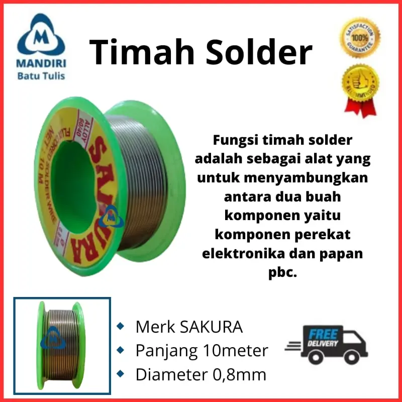 Timah Solder SAKURA - Solder wire Timah Tenol Tinol 10meter 10m 0.8mm 1