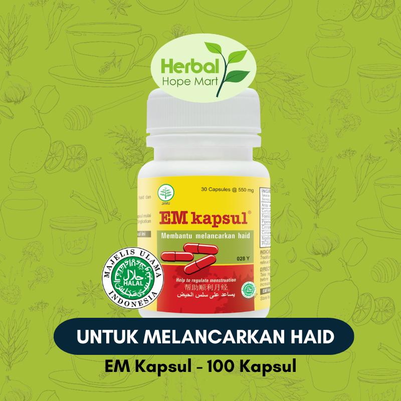 Jamu EM Kapsul isi 30 kapsul - Melancarkan Haid, Redakan Nyeri Haid