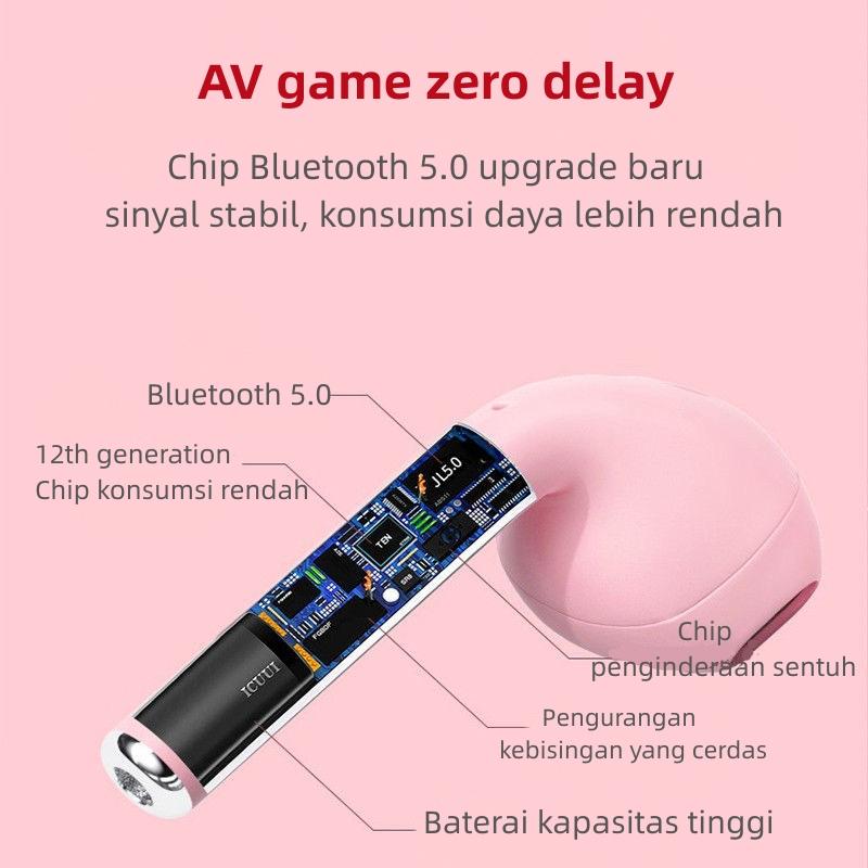 HEADSET BLUETOOTH INPODS WIRELESS i12 EARPHONE TWS  i7s BLUETOOTH 5.0 Green Pink 2