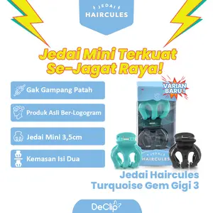 DeClip Jedai Haircules Gigi 3 Ukuran 3,5 cm Warna Turqoise Gem (isi 2)