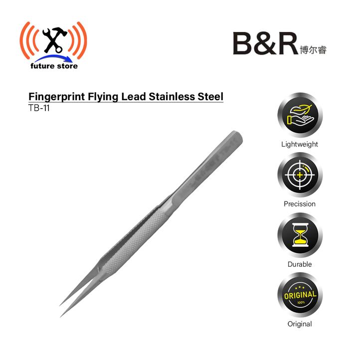 Gambar B&R TB-11 Pinset Lurus Fingerprint Flying Lead Stainless Steel Tweezer dari future store Kota Tangerang Tokopedia
