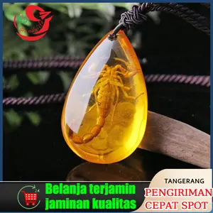 Perhiasan kalung khusus anak dengan spesimen serangga buatan dari ambe