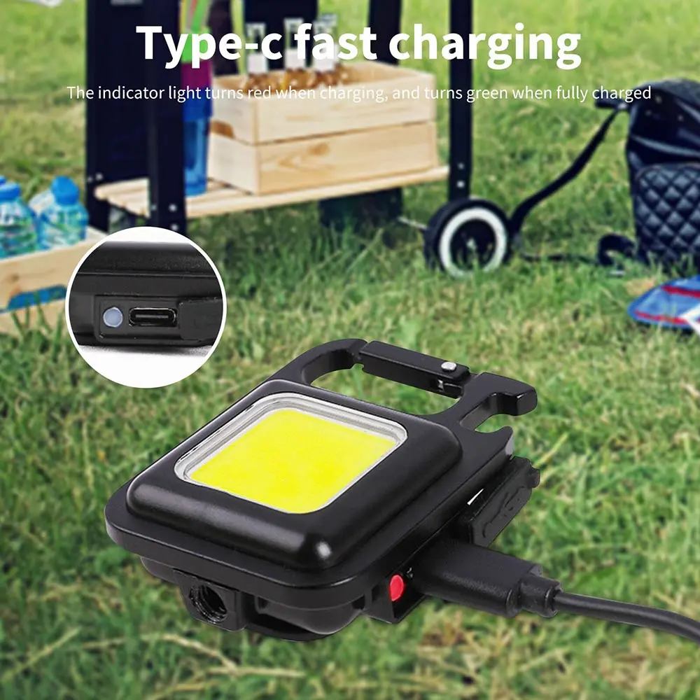 Senter LED Portable Keychain Magnetic COB 500 Lumens Senter Camping