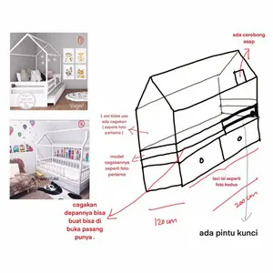tempat tidur anak bentuk rumah rumahan 120x200 custom