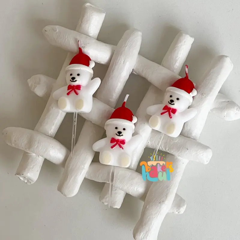 Bear Candle with Cap / Lilin Ulang Tahun Beruang / Lilin Natal Beruang 1