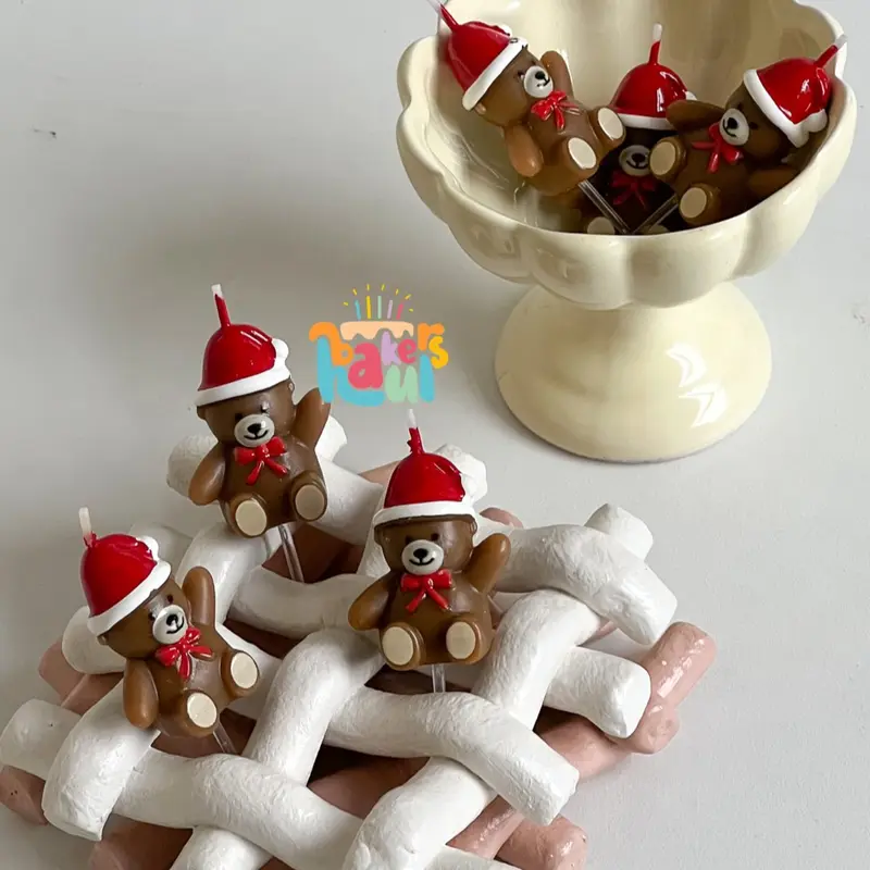 Bear Candle with Cap / Lilin Ulang Tahun Beruang / Lilin Natal Beruang 2