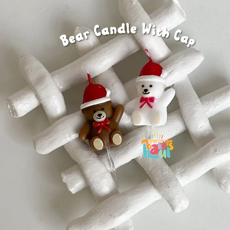 Bear Candle with Cap / Lilin Ulang Tahun Beruang / Lilin Natal Beruang 0