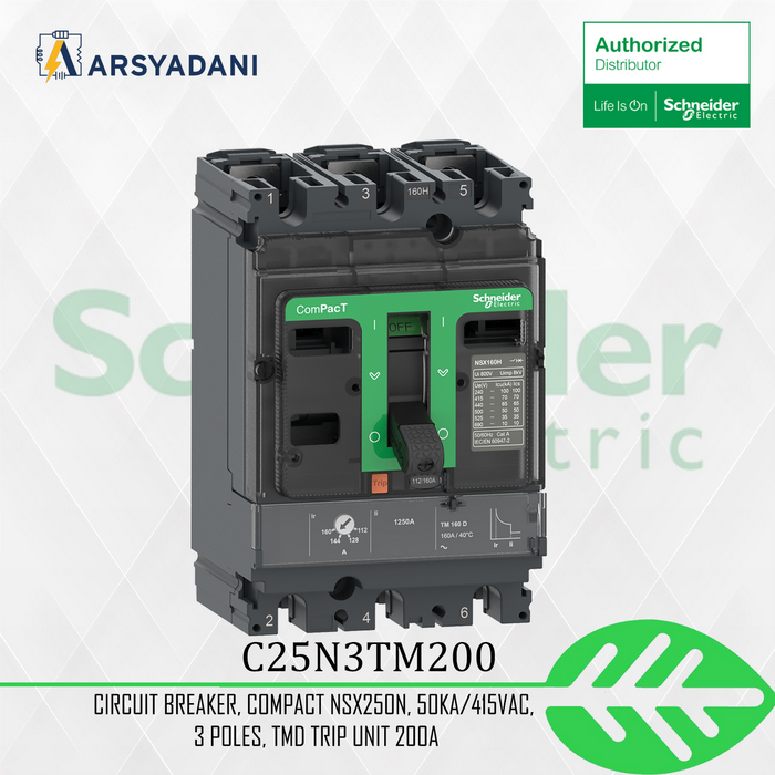 Gambar SCHNEIDER - C25N3TM200 - NSX250N 50kA AC 3P3D 200A TMD - 1pcs dari arsyadani.id Kota Administrasi Jakarta Pusat Tokopedia