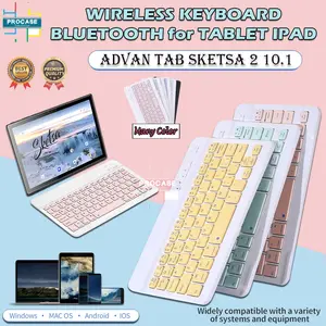 compatible Untuk ADVAN Tab Sketsa 2 10.1 Universal Slim Keyboard Wireless Bluetooth