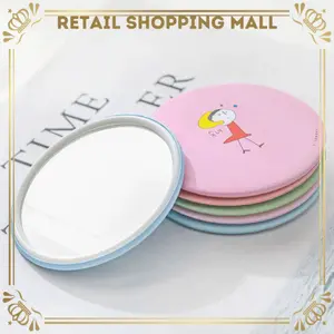 RSM Cermin Bulat Mini Karakter Lucu Kaca Make Up Cermin Travelling