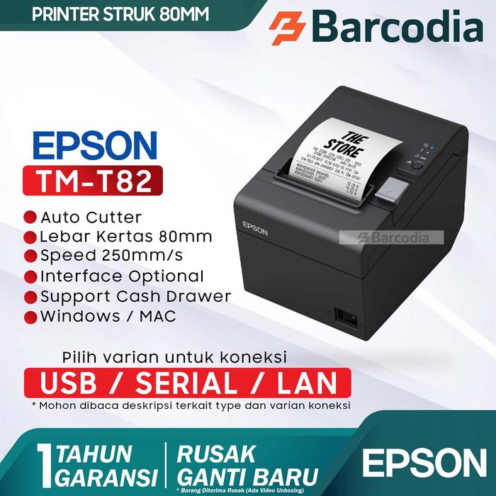 Gambar PRINTER EPSON TMT82 USB KERTAS THERMAL 80MM | TM-T82 USB GARANSI dari Barcodia Kota Administrasi Jakarta Pusat Tokopedia