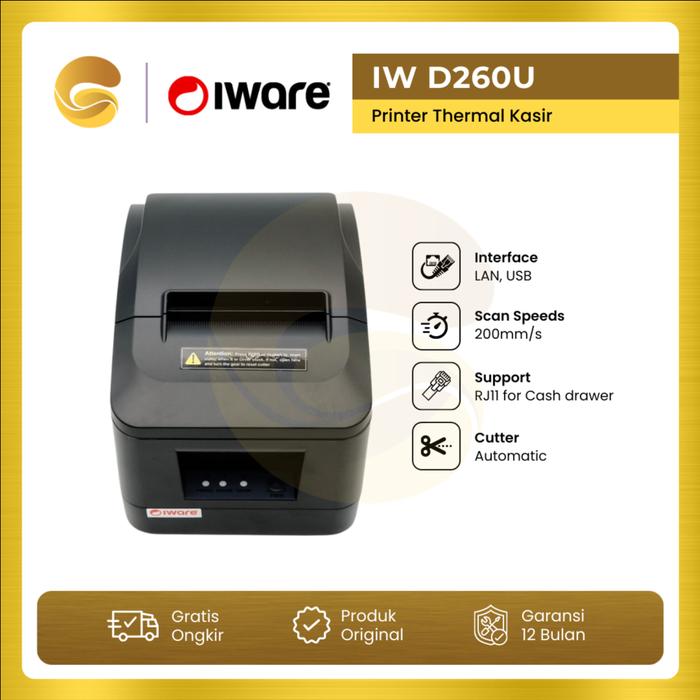 Gambar IWARE Printer Kasir Thermal IW-D200N D200N IW-D260UL D260BT D260 80mm - USB+BLUETOOTH dari ATI OFFICIAL STORE Kota Surabaya Tokopedia