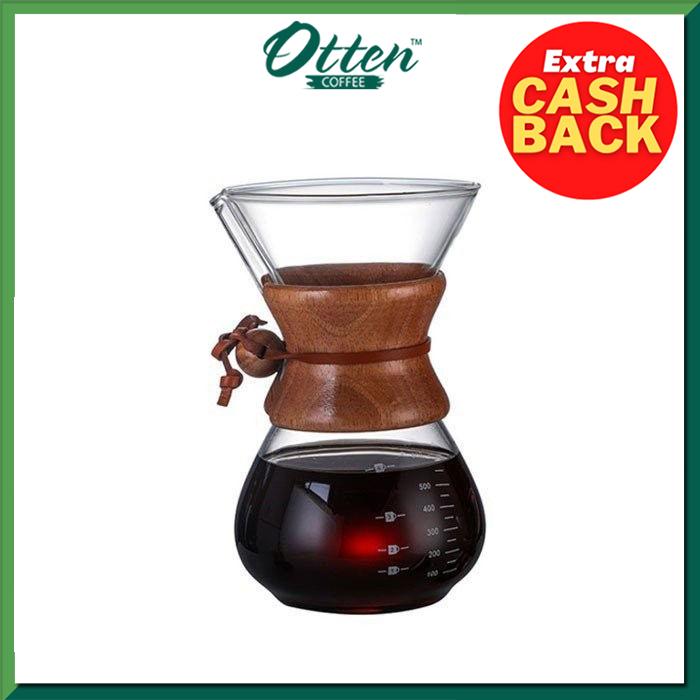 Gambar Coffee Glass Server with Wood Handle (600ml) - Alat Seduh Kopi Manual dari Otten Coffee Medan Kota Medan Tokopedia