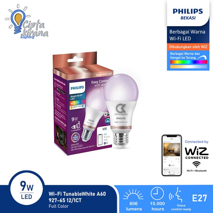 Gambar Philips WiFi TunableWhite/9W A60 927-65 12/1CT dari Cipta Kirana Kota Bekasi Tokopedia