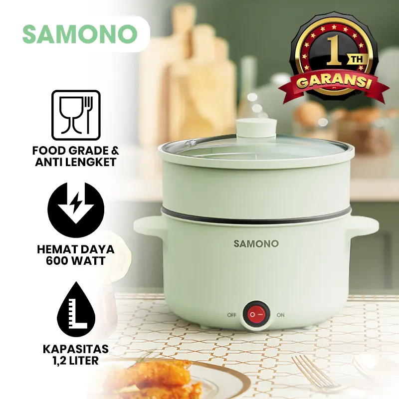 SAMONO Panci Listrik Serbaguna 1,2L Anti Lengket 600 Watt SW-DG04