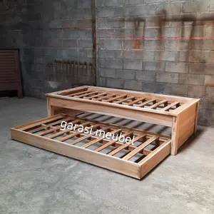 ranjang anak sorong 2 in 1 dipan sorong anak jati minimalis 90x200