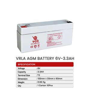 Baterai VRLA AGM Voz 6V 3.3AH Baterai Timbangan