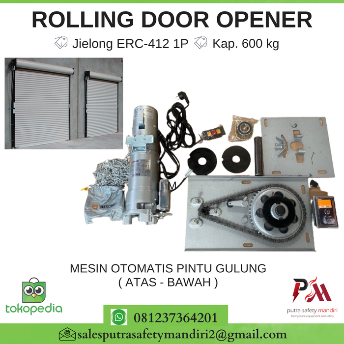 Gambar AUTO ROLLING DOOR OPENER MESIN BUKA TUTUP PINTU GULUNG VERTIKAL 600 KG dari Putra safety mandiri 2 Kota Administrasi Jakarta Utara Tokopedia