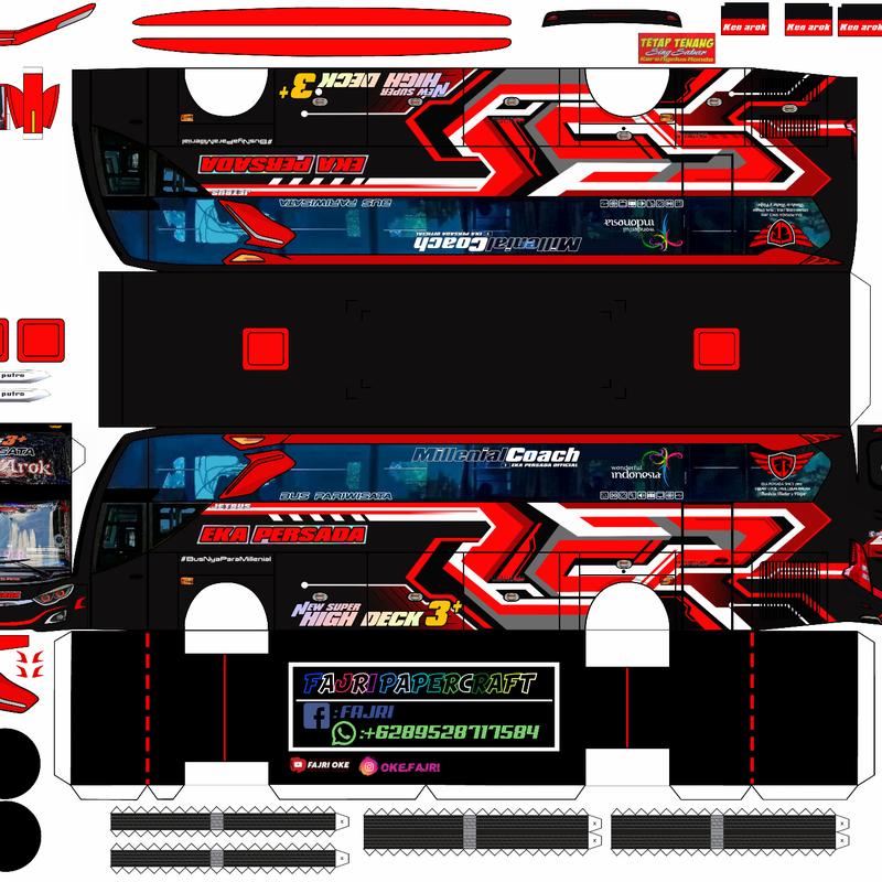 Lembaran Pola Eka Persada Papercraft Bus skala 50 Ken Arok - Shop ...