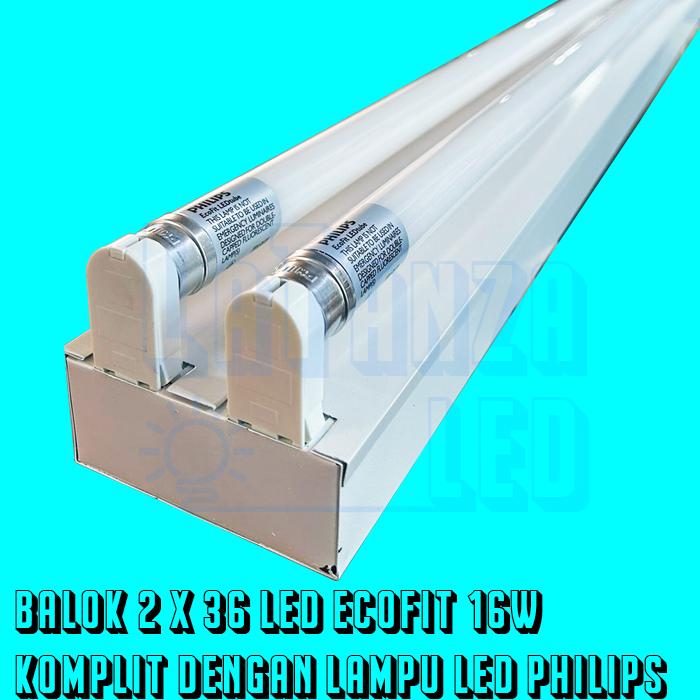 Jual Philips Kap Lampu TL LED 2x36 120cm Balok Komplit 18W Ecofit 2 ...