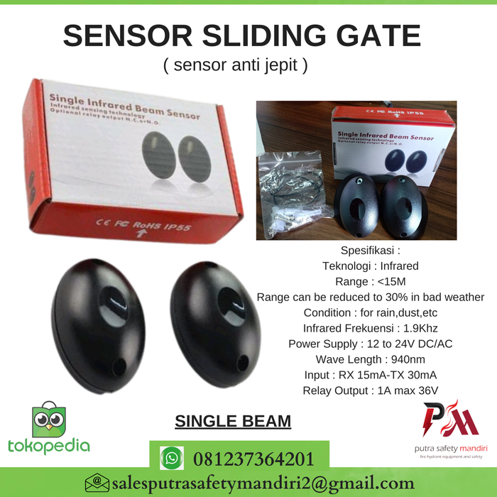 Gambar SENSOR MESIN SLIDING GATE ALAT DETEKSI INFRARED REM GESER ANTI JEPIT dari Putra safety mandiri 2 Kota Administrasi Jakarta Utara Tokopedia
