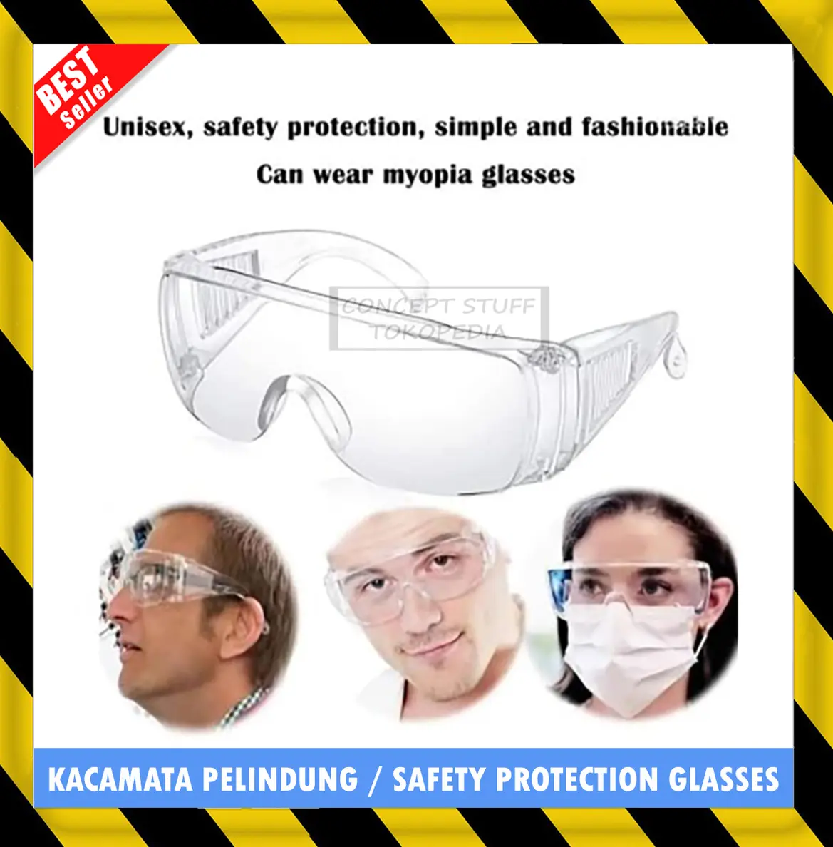 KACAMATA SAFETY APD GOOGLE ANTI VIRUS GLASSES BENING TRANSPARANT CLEAR