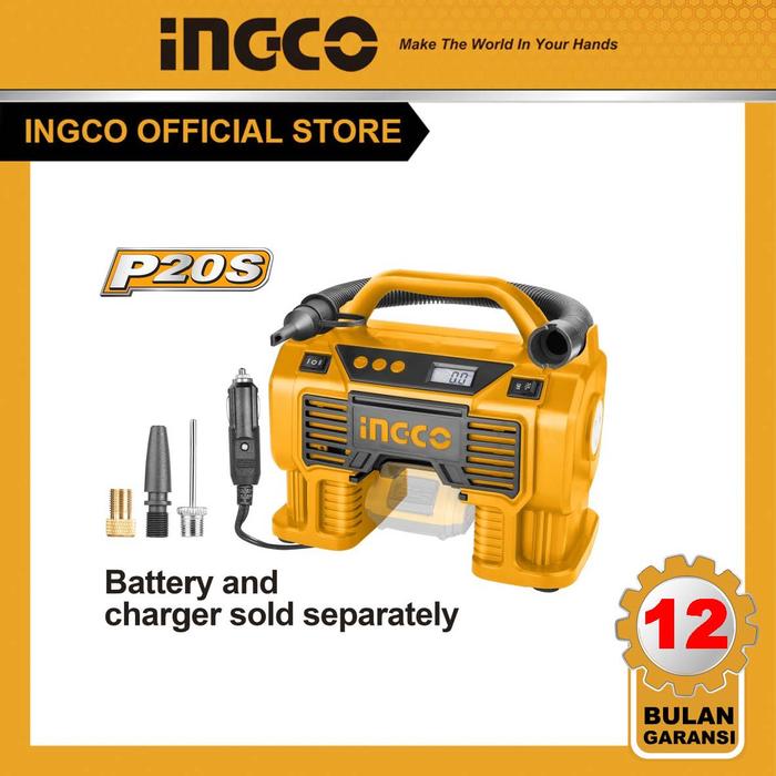 Gambar KOMPRESOR ANGIN + LAMPU CORDLESS 20V POMPA BAN INGCO CACLI2002 dari INGCO INDONESIA Kota Administrasi Jakarta Pusat Tokopedia