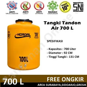 Toren Tangki Tandon Air Hidrofil 700 Liter Garansi Murah Anti lumut