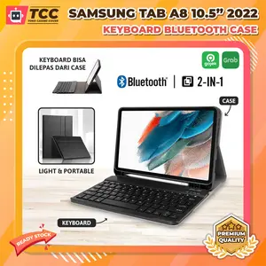 Aksesoris untuk Samsung Tab A8 2022 10.5 X200 X205 Keyboard Bluetooth Case Flip Casing
