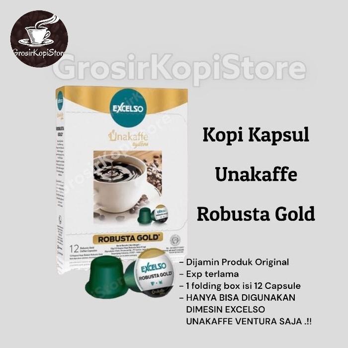 Gambar kopi kapsul excelso unakaffe Robusta gold| Coffee Capsule Unakaffe Excelso Robusta Gold dari GrosirKopiStore Kota Administrasi Jakarta Selatan Tokopedia