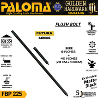 Gambar PALOMA FBP 225 GRENDEL TANAM FLUSH BOLT FUTURA 8"+40" MATTE BLACK dari Golden Hardware Kunci Keran Kota Semarang 4 Tokopedia