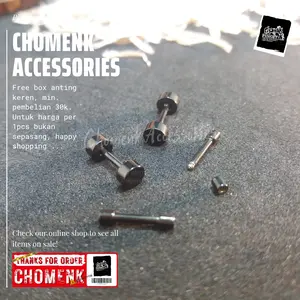 Piercing earring anting tindik barbel hitam (Ori) titanium 4mm-2mm.