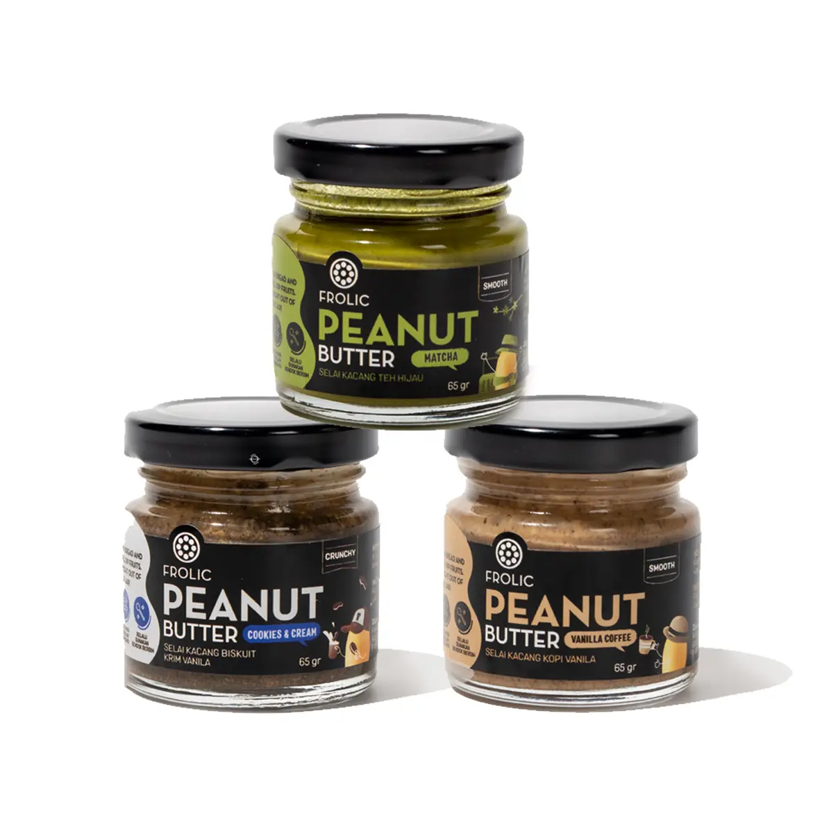 FROLIC Matcha/Black Cookies/Vanilla Coffee Peanut Butter Selai Kacang Kopi Biskuit Teh Hijau