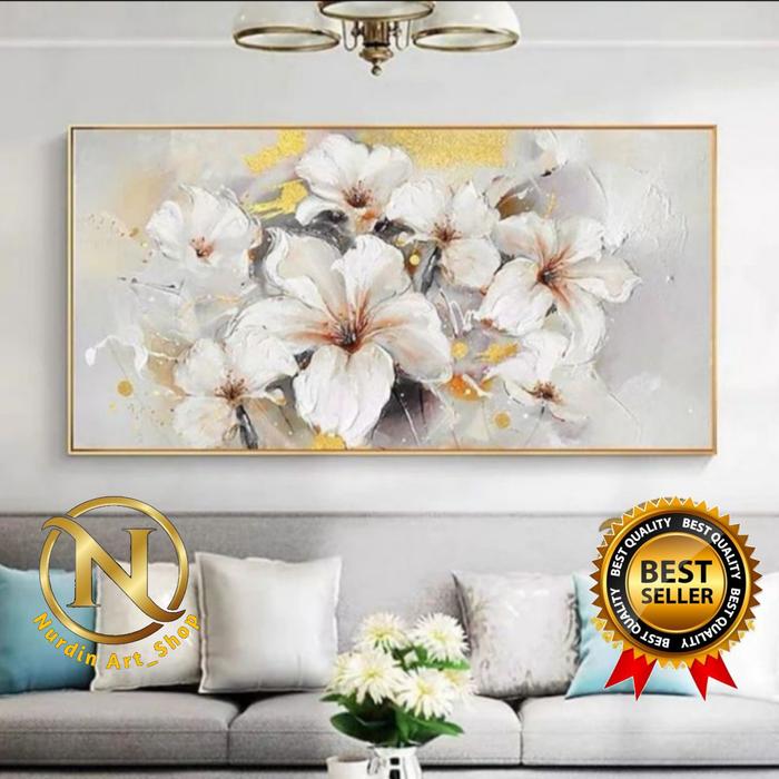 Jual Lukisan Bunga modern gold 60x120 - Kab. Bandung - Nurdin Art Shop ...