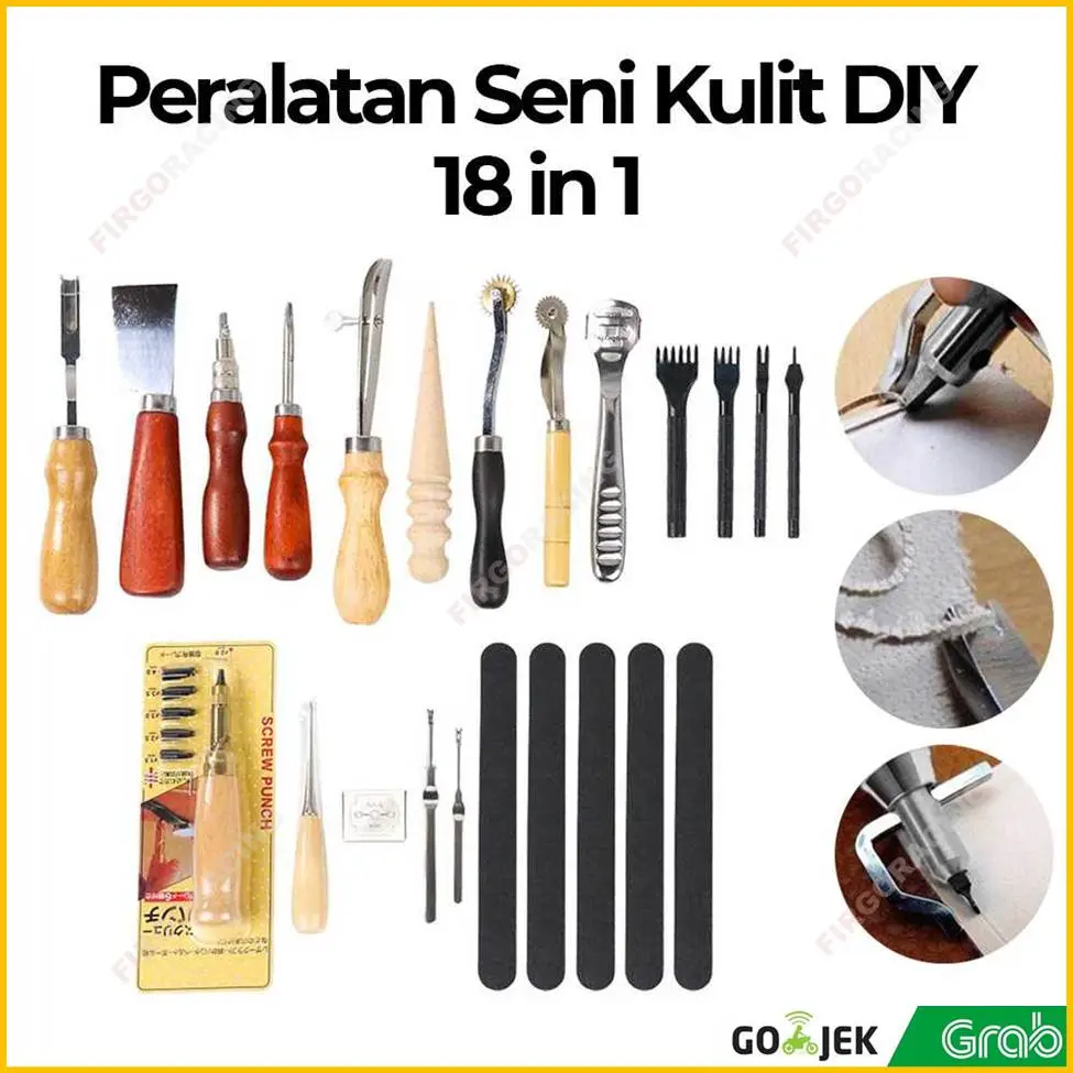 Paket Pisau Ukir Set Peralatan Seni DIY Kulit 18 in 1 Stitching Sewing