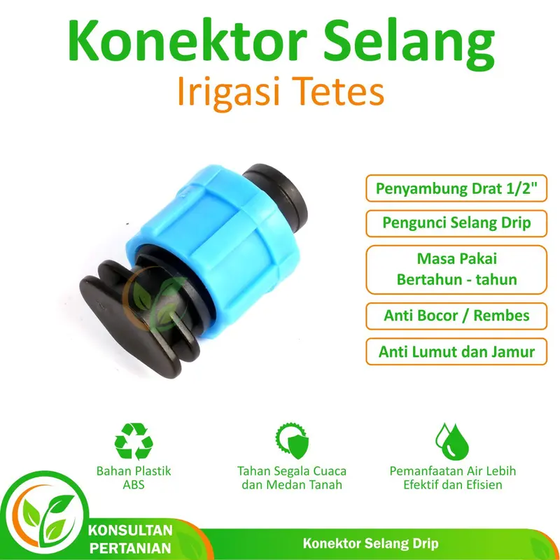 Konektor End Plug Tutup Selang Drip Sistem Irigasi 16mm