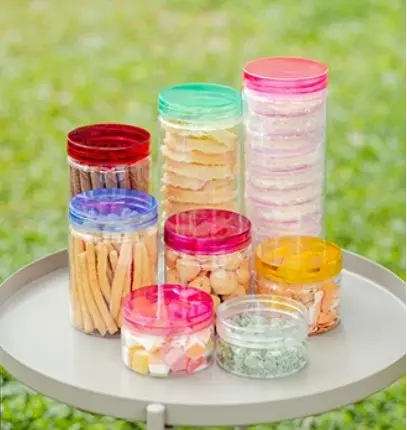 Toples Plastik Cylinder Jar Kue Kering Permen 750 Ml Tutup Alumunium 2