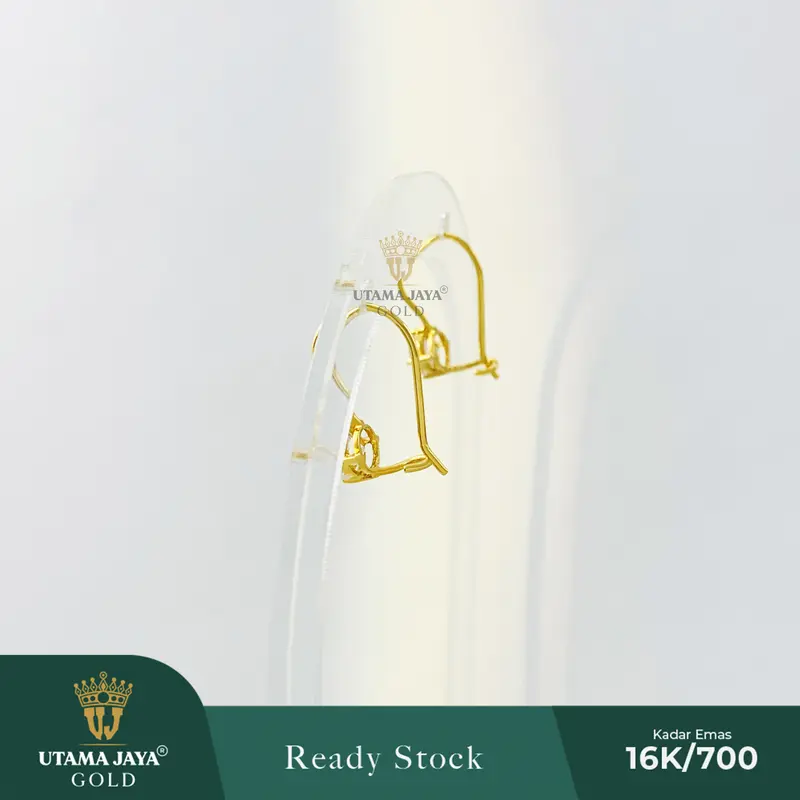 Anting desi emas & emas putih mata putih medium 1