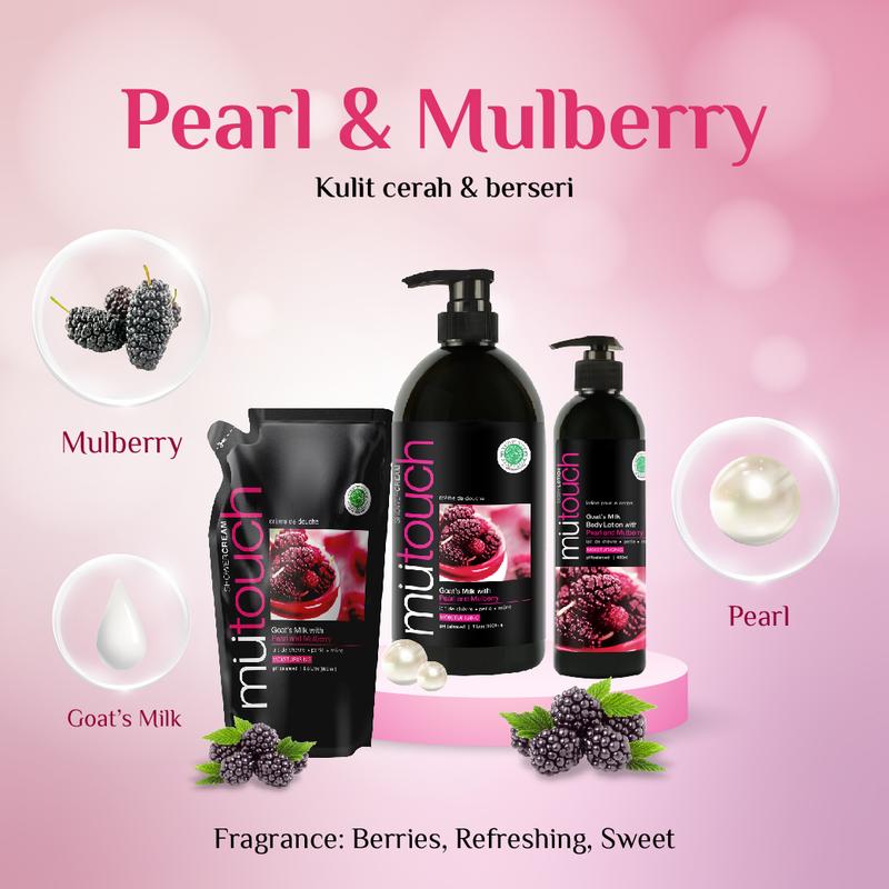 MuTouch Goat's Milk Shower Cream Pearl and Mulberry 800ml (Sabun Mandi) 1