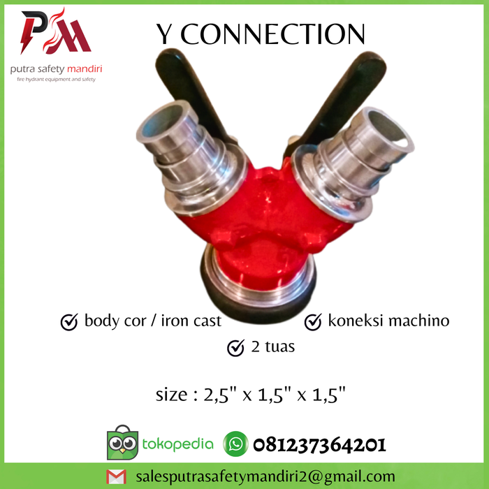 Gambar ALAT CABANG SELANG FIRE HYDRANT Y CONNECTION MACHINO 2,5"x 1,5" x1,5" dari Putra safety mandiri 2 Kota Administrasi Jakarta Utara Tokopedia