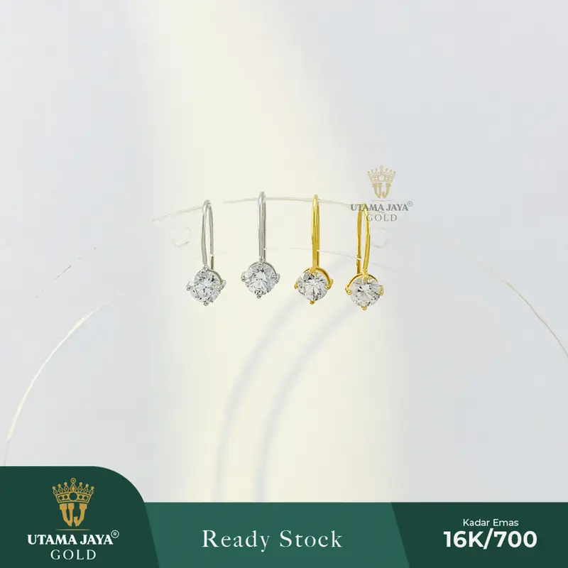 Anting desi emas & emas putih mata putih medium 0