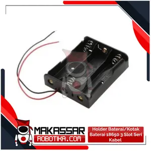 Holder Baterai/Kotak Baterai 18650 3 Slot Seri Kabel