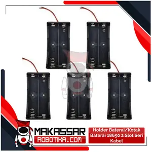 Holder Baterai/Kotak Baterai 18650 2 Slot Seri Kabel