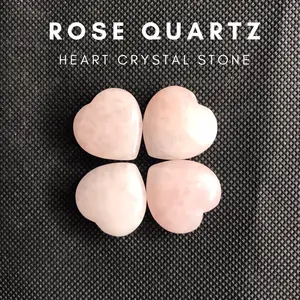 Natural Batu Rose Quartz bentuk hati ukuran 2.5 cm
